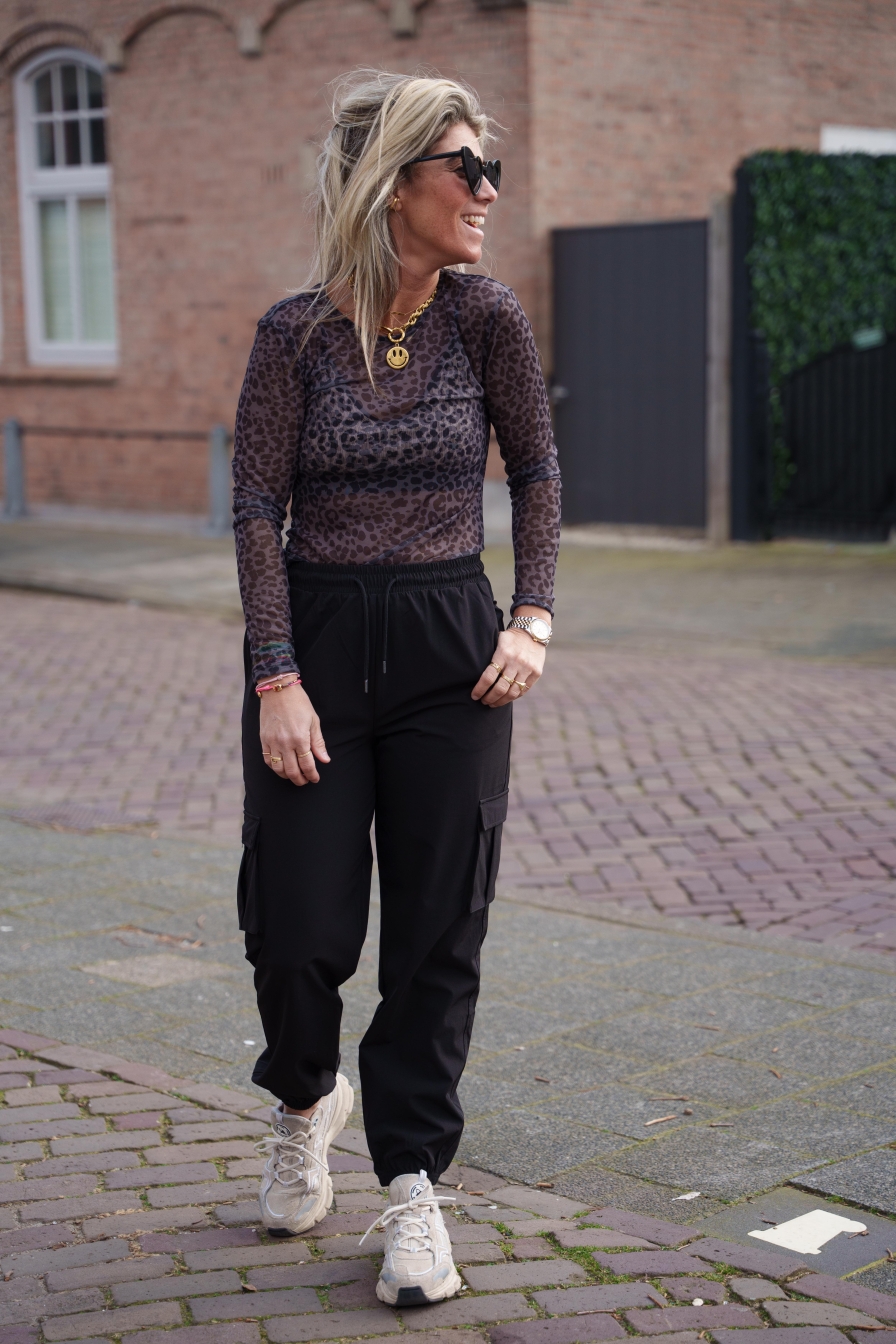 Mesh Top Zara Grijs Leopard