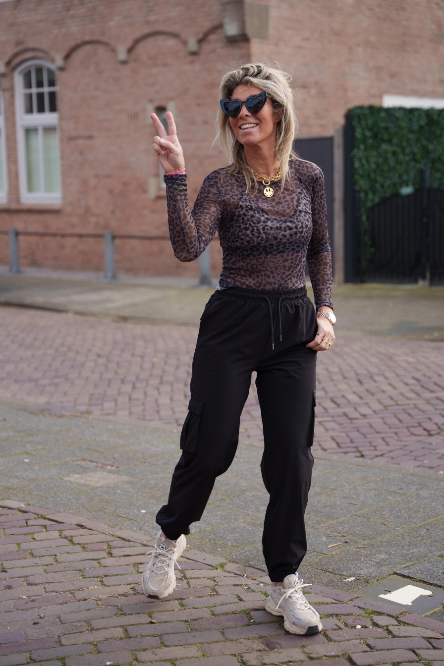 Mesh Top Zara Grijs Leopard