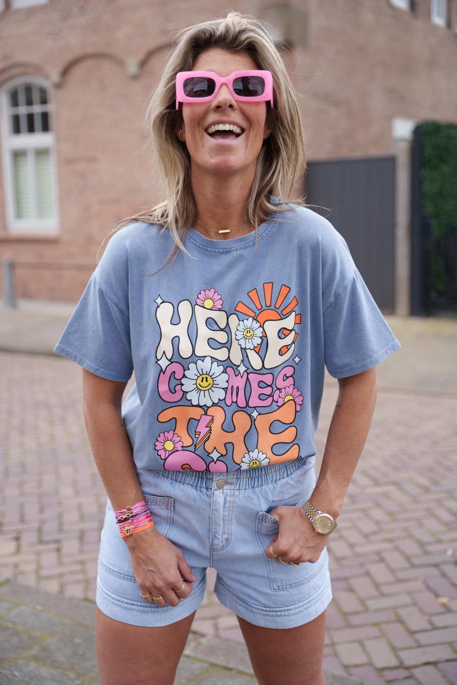 Shirt Here Comes The Sun Blauw