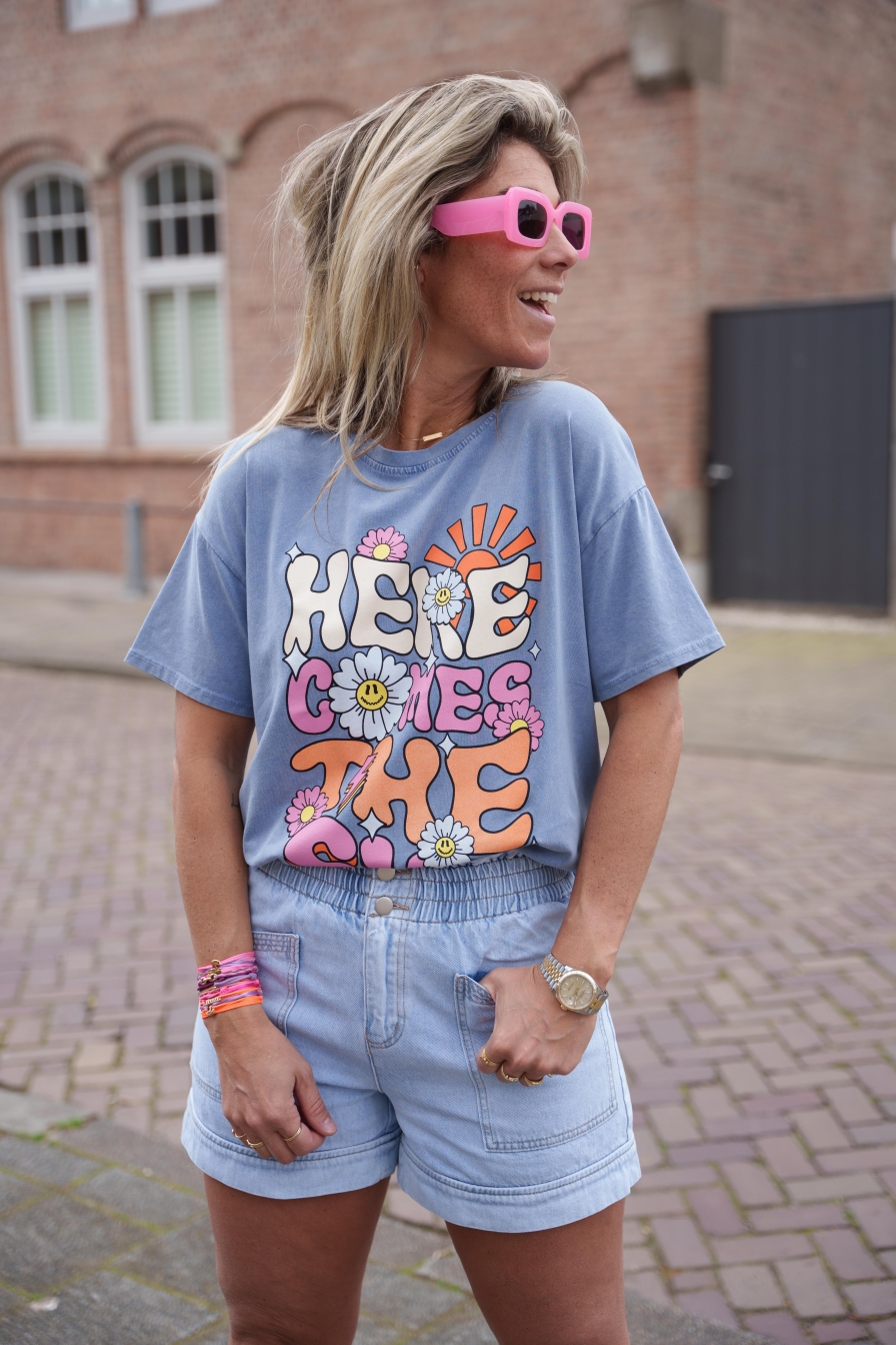 Shirt Here Comes The Sun Blauw