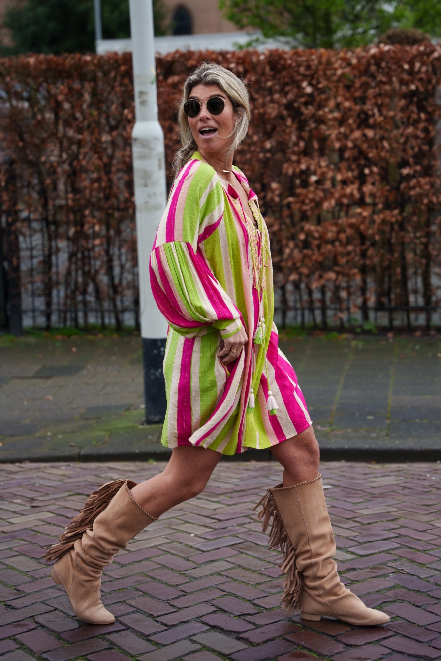 Jurk Yasmina Fuchsia-Groen