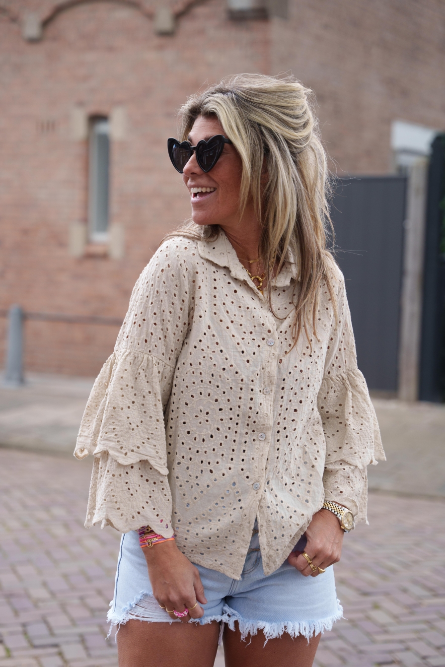 Broderie Blouse Bowi Camel