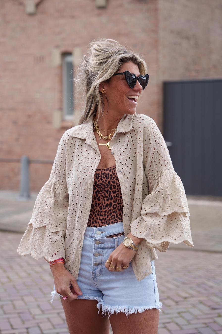 Broderie Blouse Bowi Camel