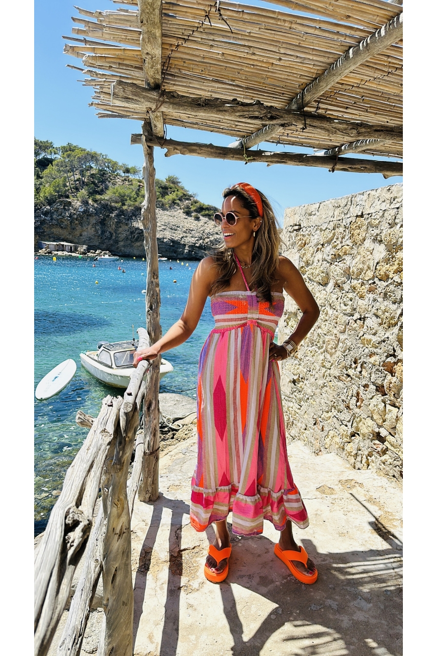 Strapless Dress Naomi Lila-Oranje