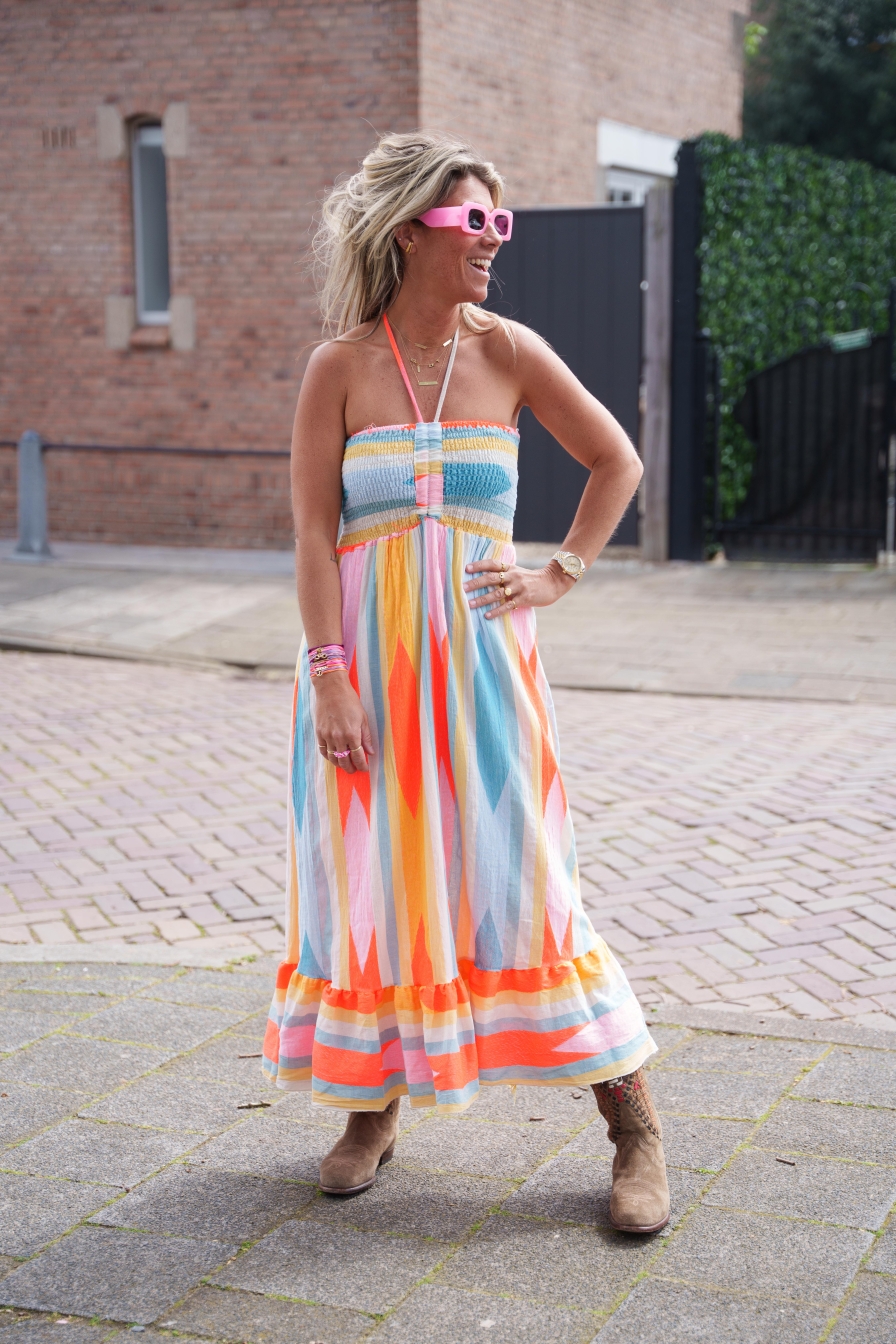 Strapless Dress Naomi Oranje-Blauw