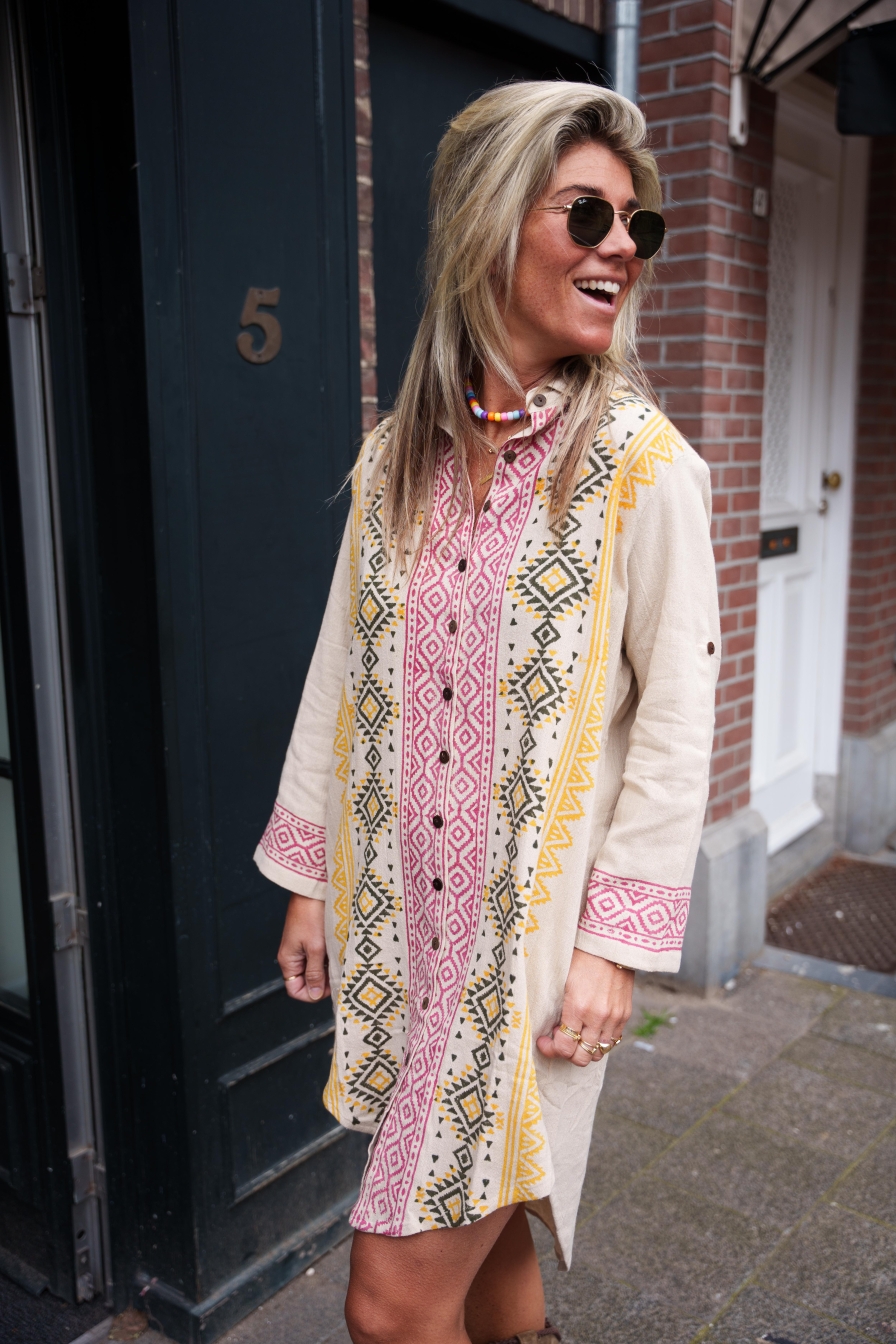 Dress Victoria Beige-Rood