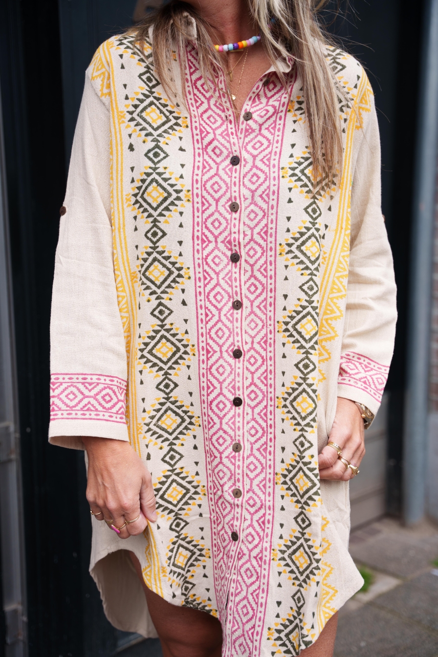 Dress Victoria Beige-Rood