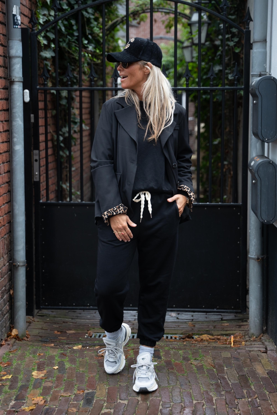 Blazer-Blouse Lydie Leopard Zwart