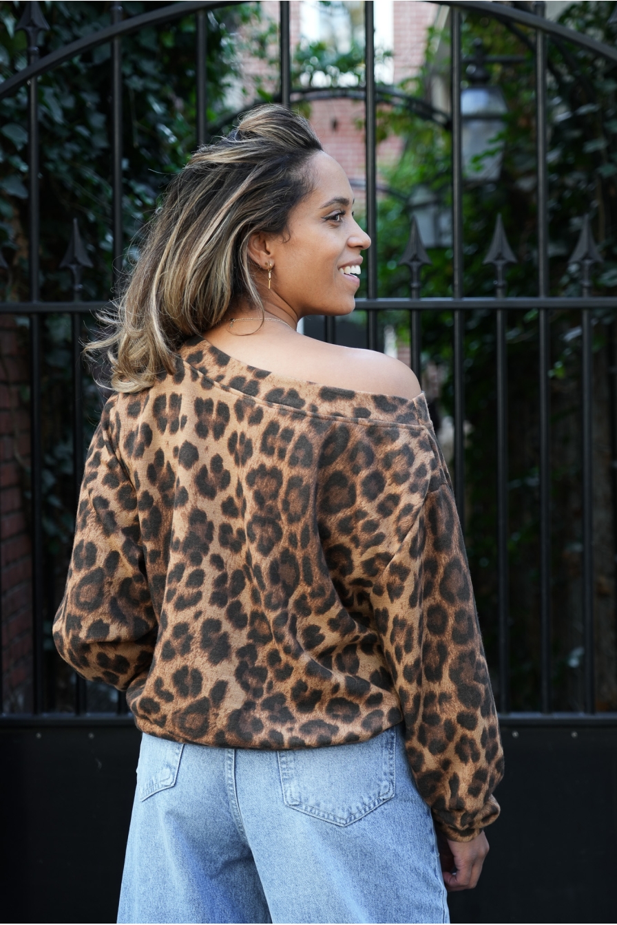 Off-shoulder Trui Leopard Iris