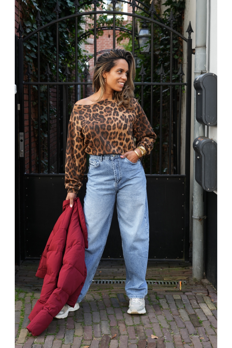 Off-shoulder Trui Leopard Iris