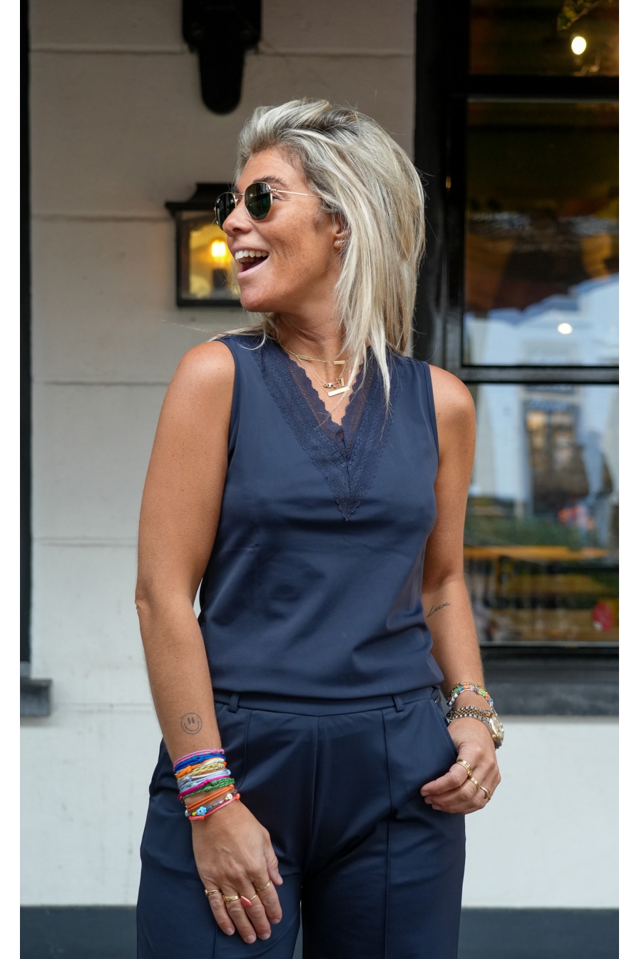 Travel Top V-Hals Donkerblauw