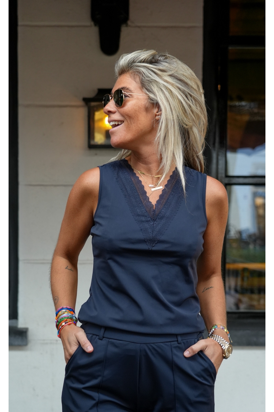 Travel Top V-Hals Donkerblauw