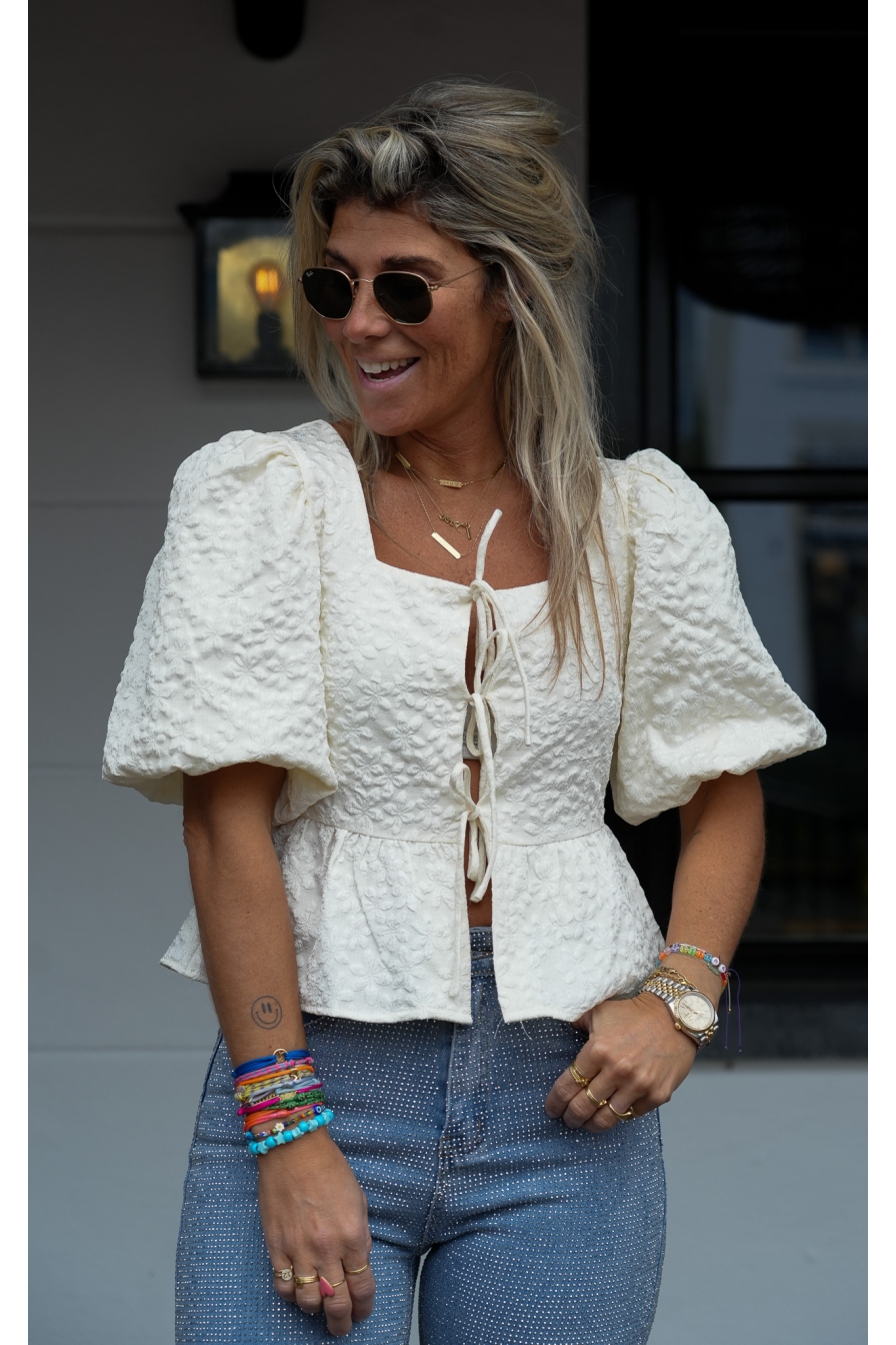 Blouse Pofmouw Beige