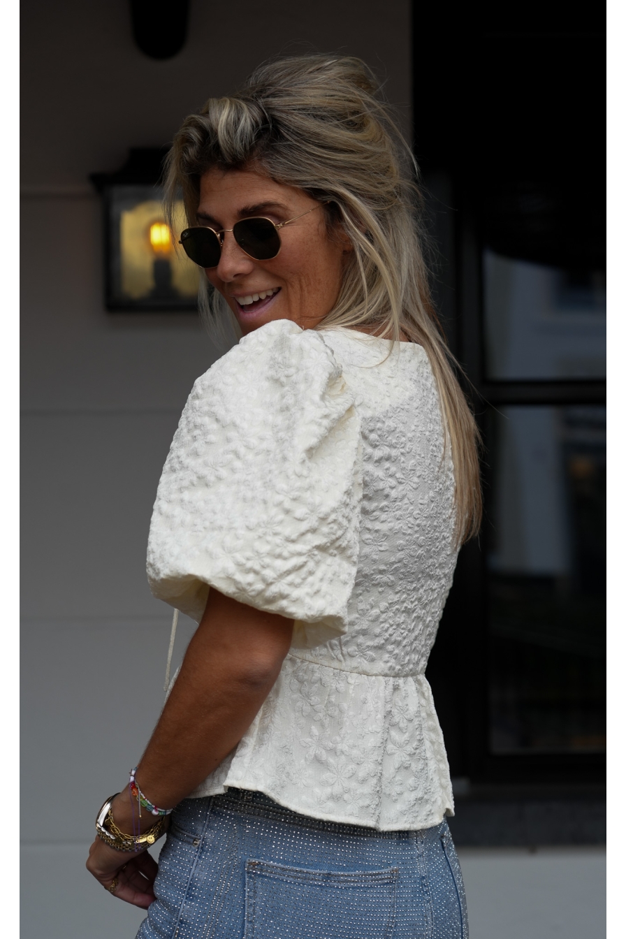 Blouse Pofmouw Beige