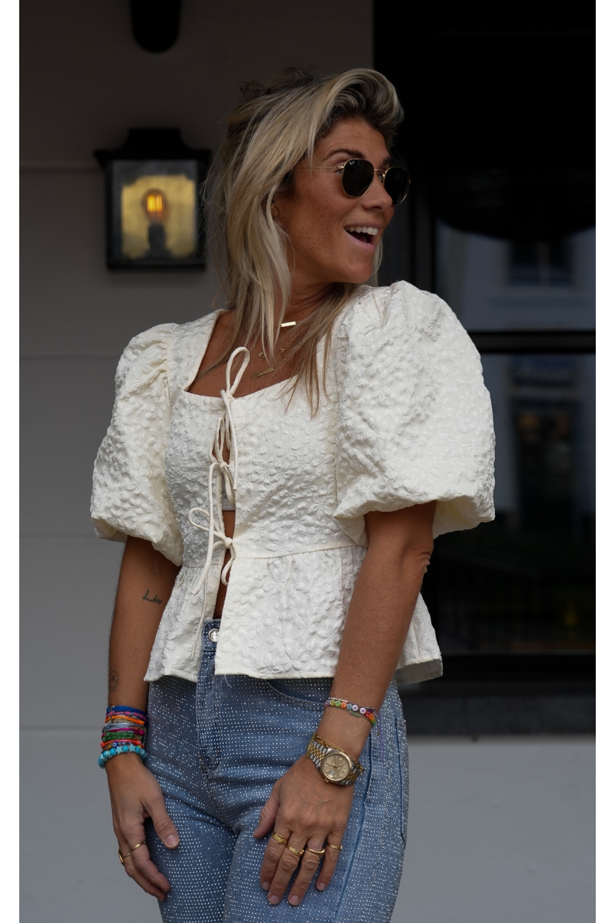 Blouse Pofmouw Beige