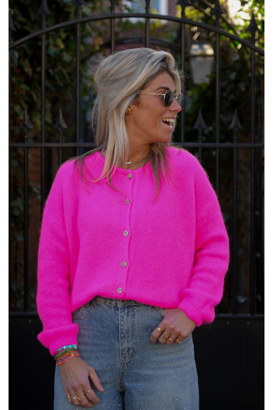 Vest LIANNE Fluor Roze Mohair