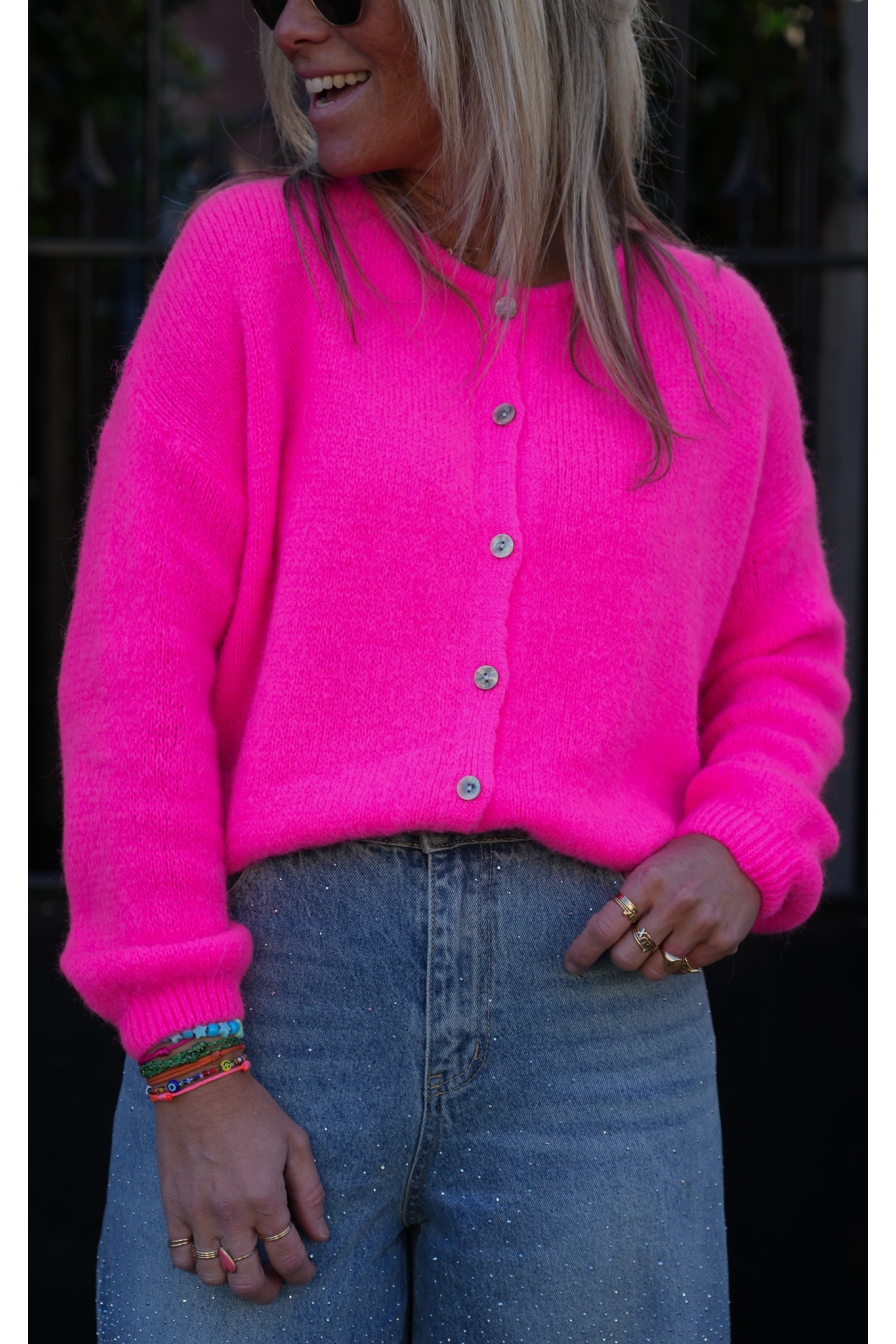 Vest LIANNE Fluor Roze Mohair