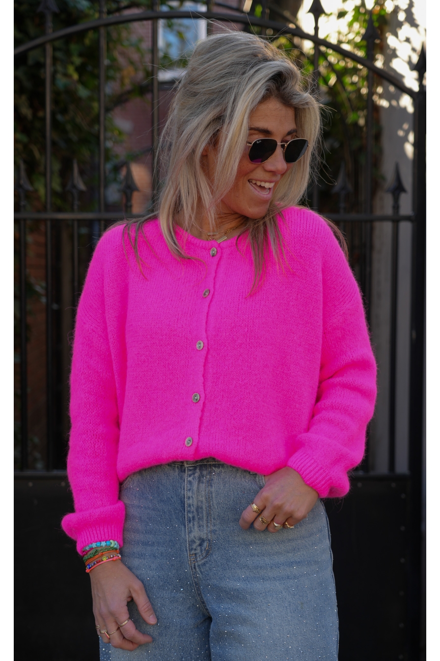 Vest LIANNE Fluor Roze Mohair