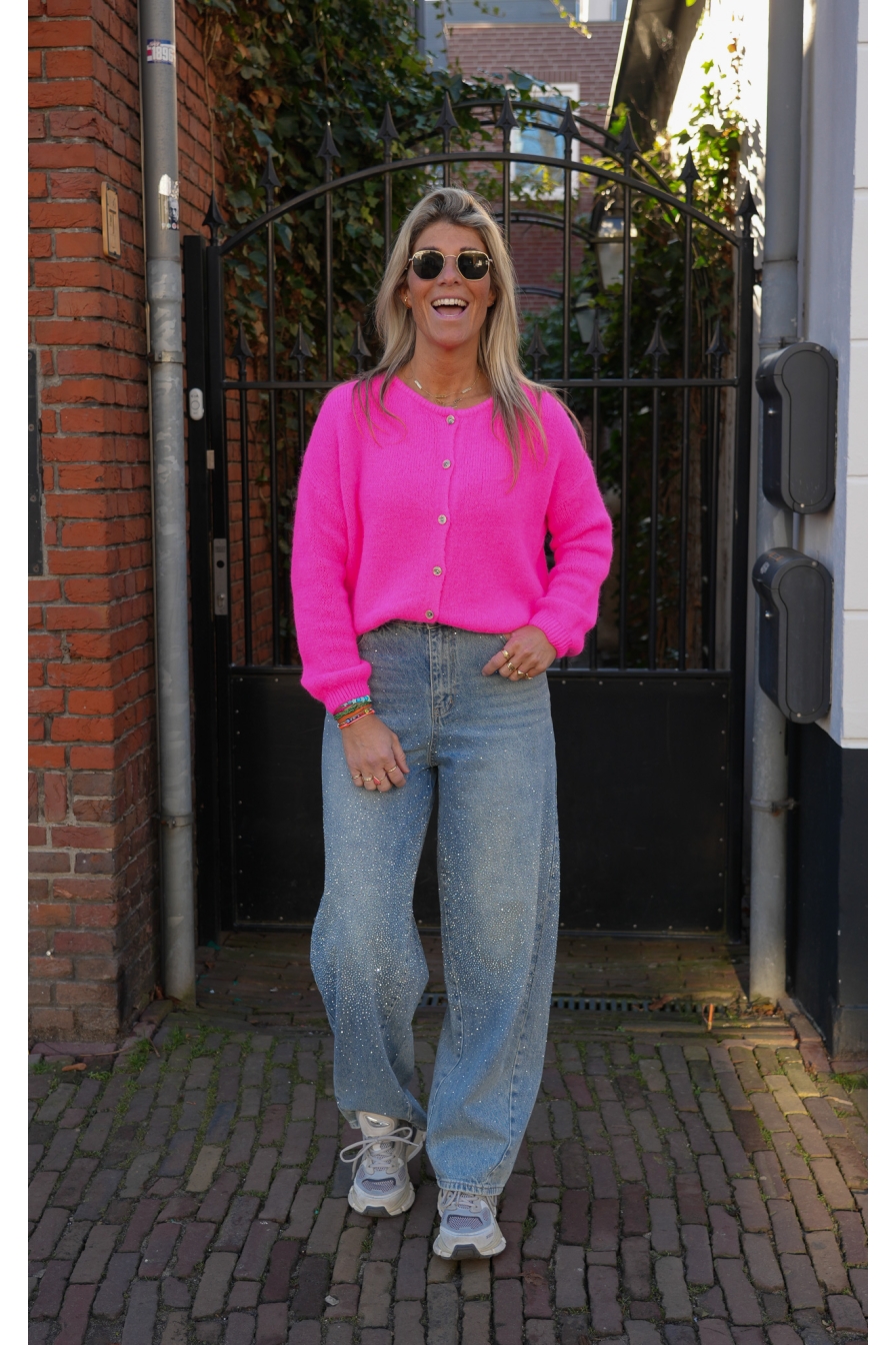 Vest LIANNE Fluor Roze Mohair