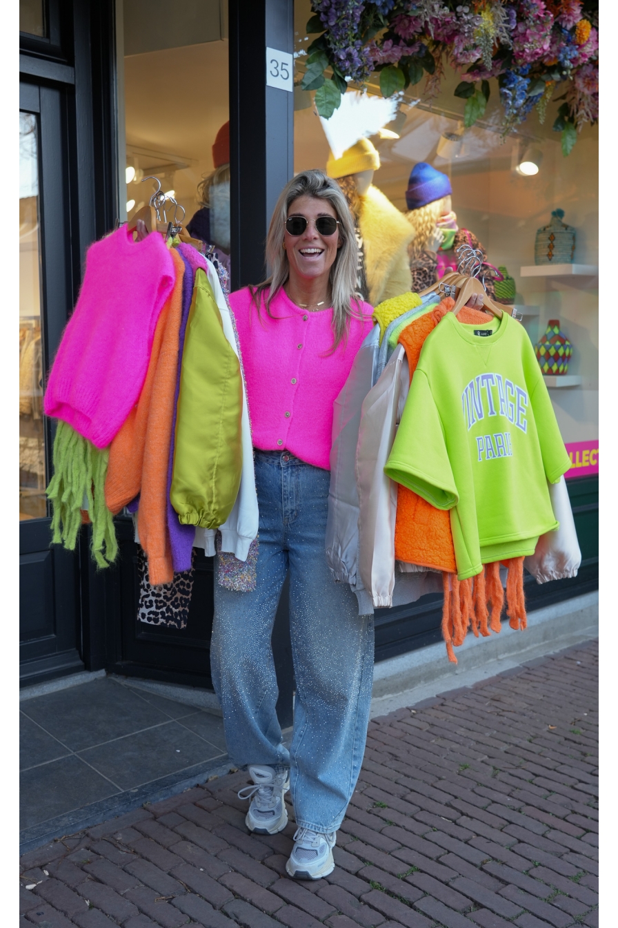 Vest LIANNE Fluor Roze Mohair