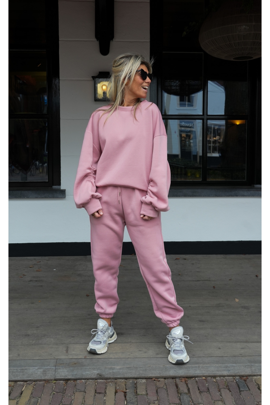 Comfiset 2-delig met fleece Oud-Roze