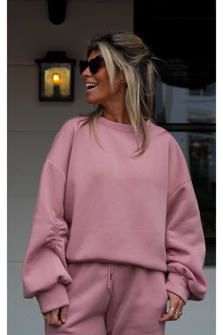 Comfiset 2-delig met fleece Oud-Roze