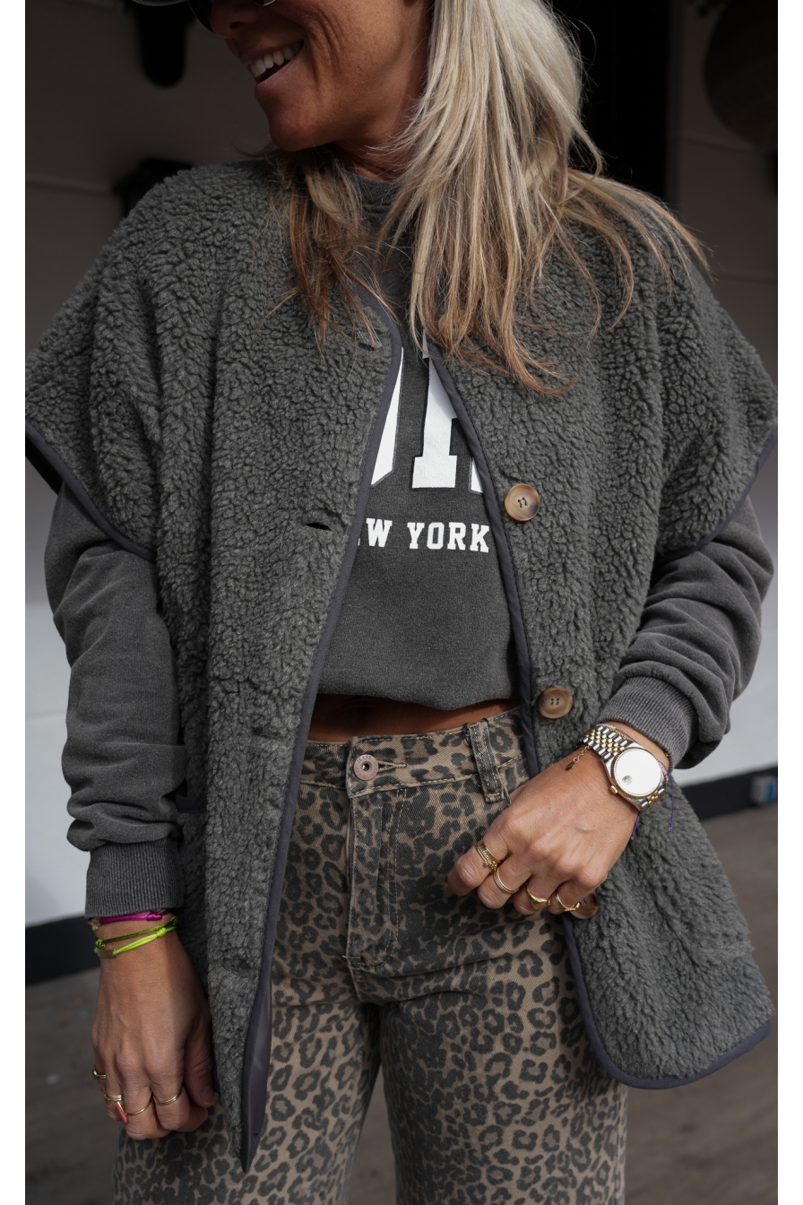 Teddy Gilet Gilles Donkergrijs