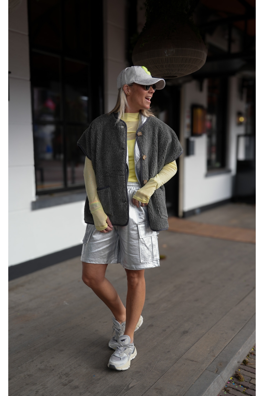 Teddy Gilet Gilles Donkergrijs