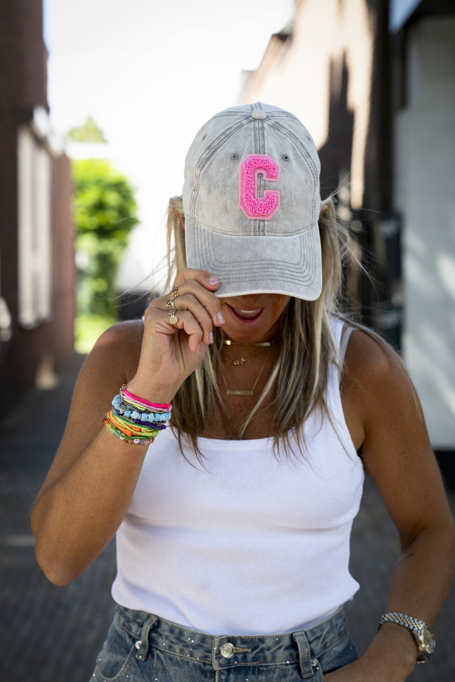 Cap C Grijs - Roze