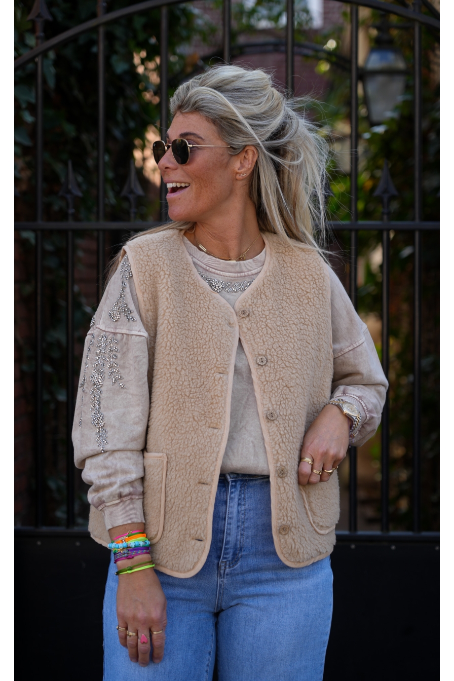 Stonewashed Sweater Loeki Camel