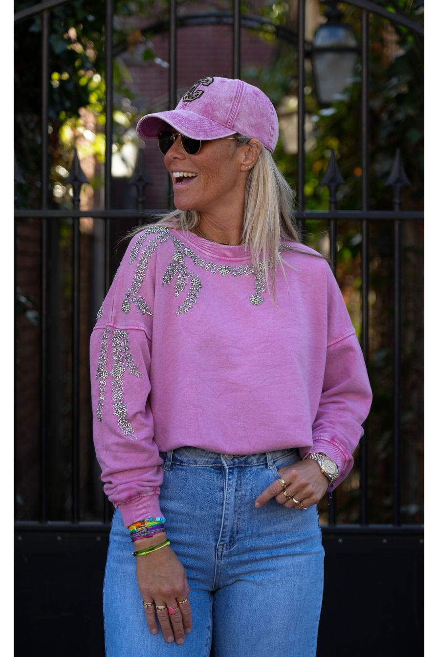 Stonewashed Sweater Loeki Roze-Lila