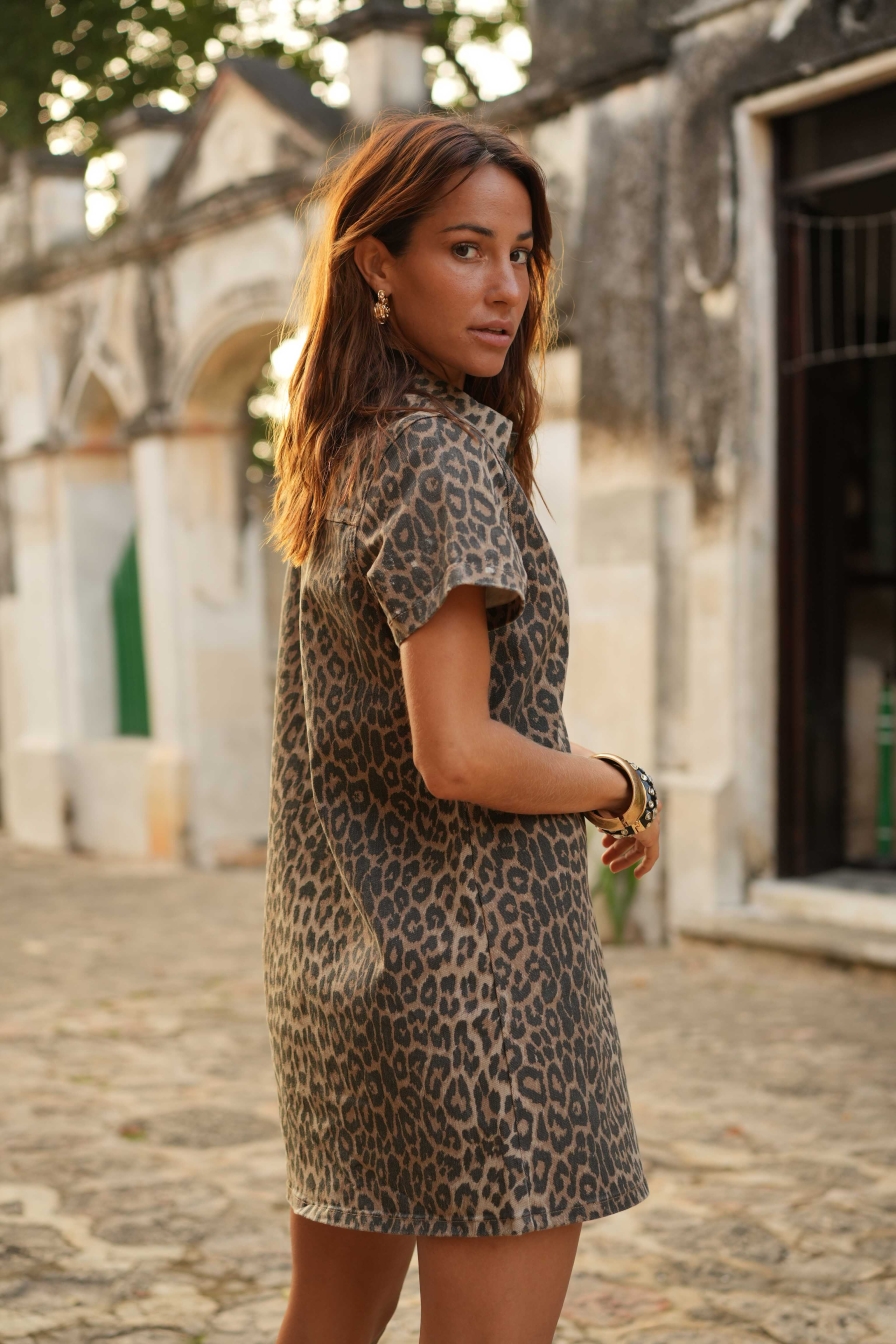 Leopard Denim Dress Senna