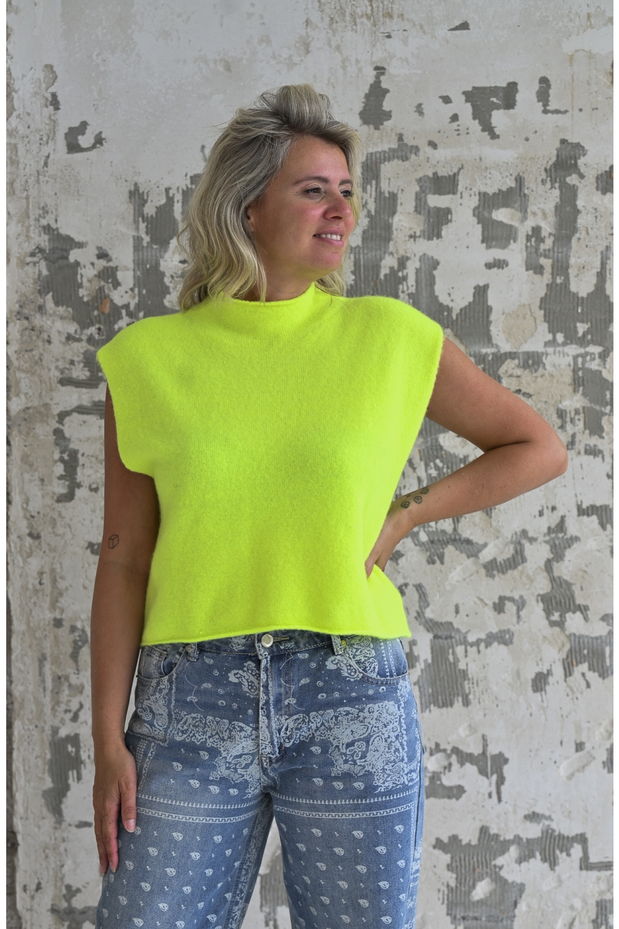 Turtle Neck Gilet Geel