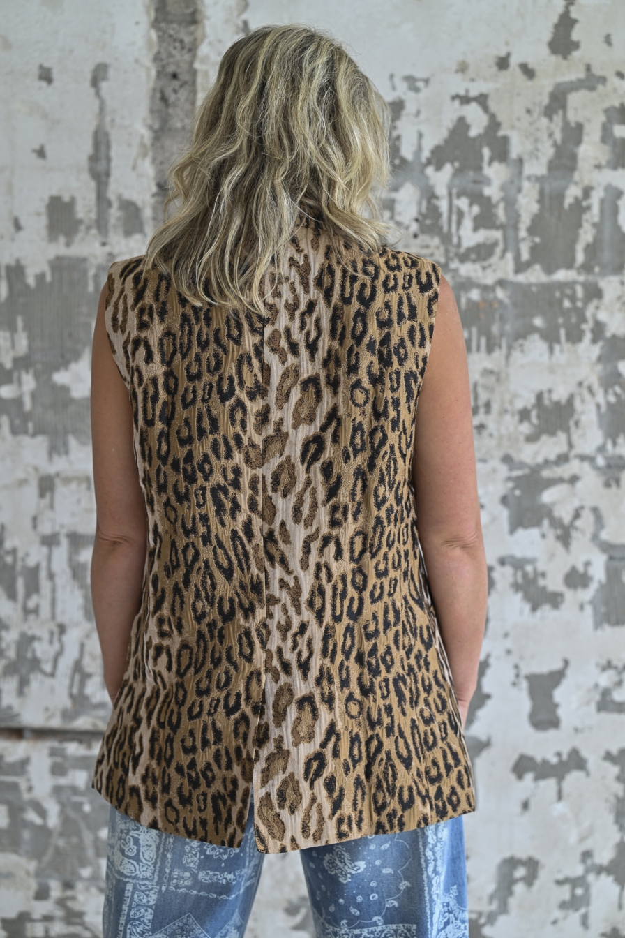 Lang Gilet Mayy Leopard