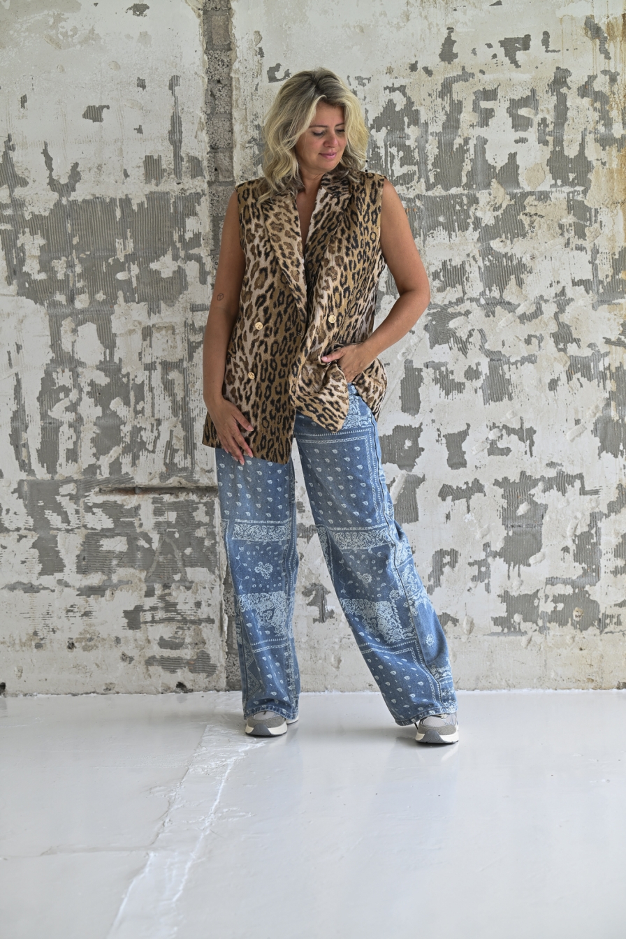 Lang Gilet Mayy Leopard