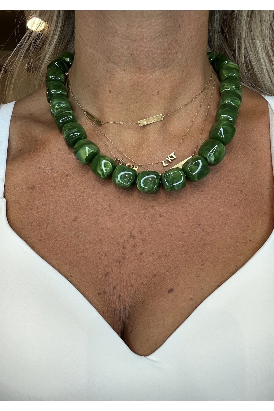 Ketting Donkergroen Vierkant