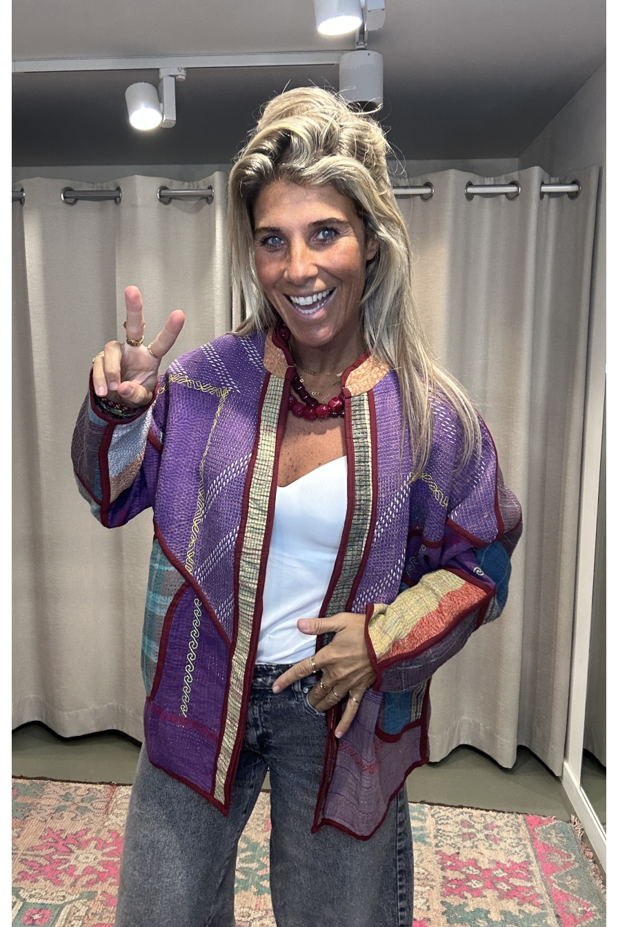 Jacket Revers Paars Turquoise