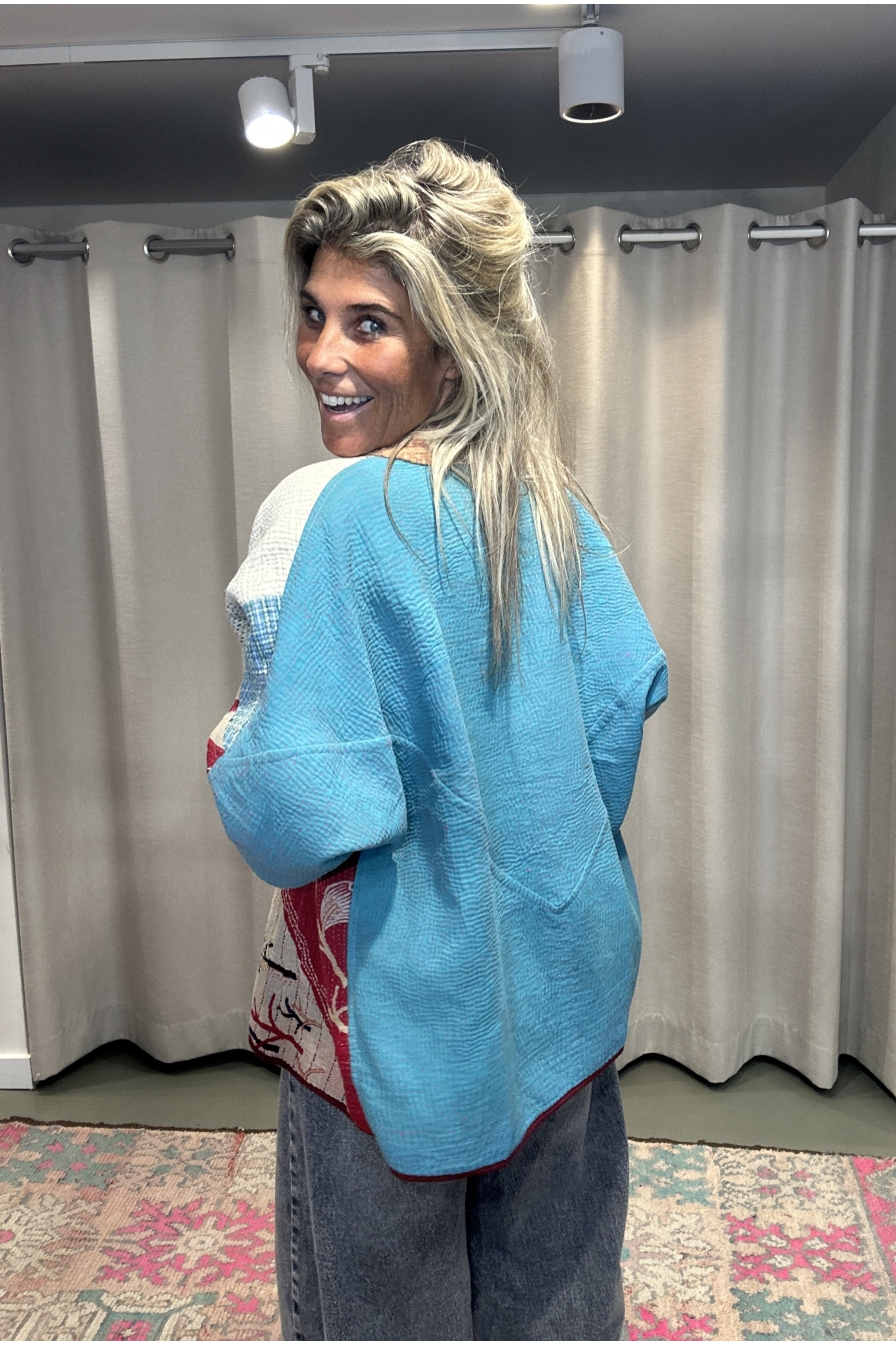 Jacket Revers Paars Turquoise