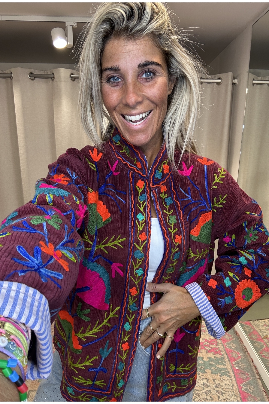 Jacket Velvet Flower Bordeaux