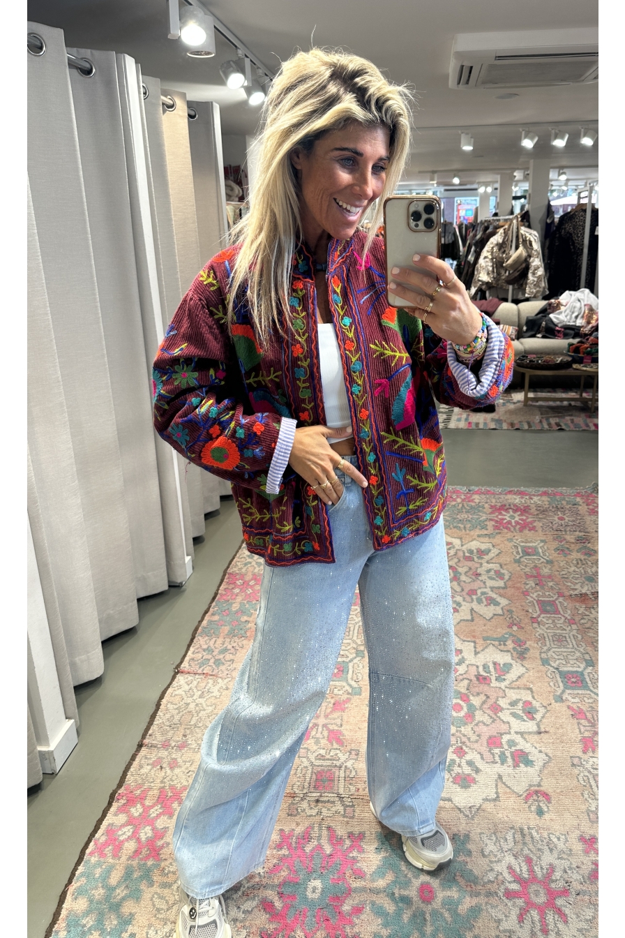 Jacket Velvet Flower Bordeaux