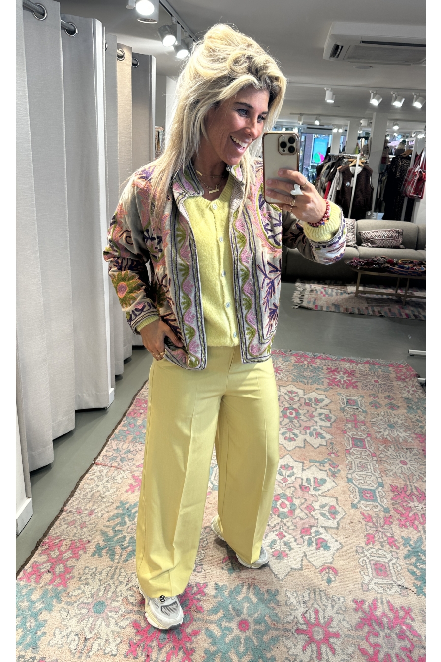 Jacket Velvet Flower Groen