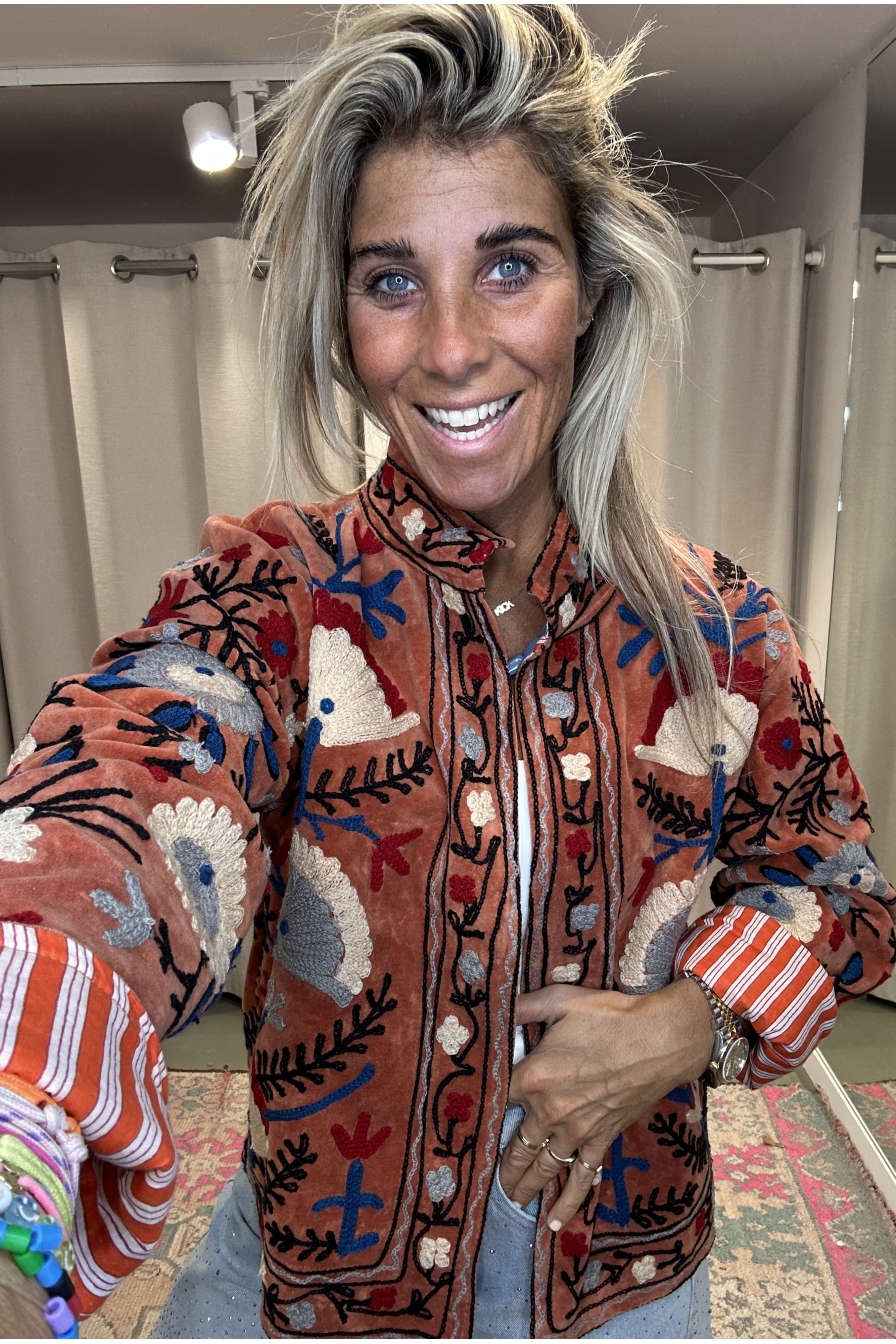 Jacket Velvet Flower Lichtbruin