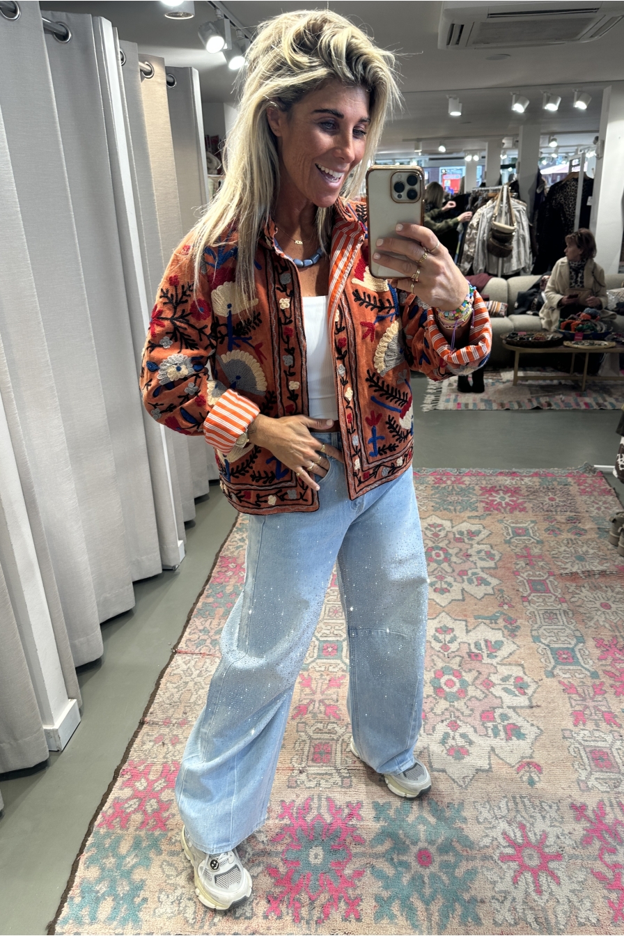 Jacket Velvet Flower Lichtbruin