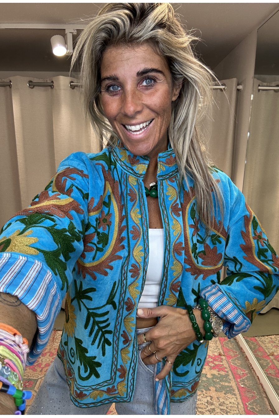 Jacket Velvet Flower Lichtblauw