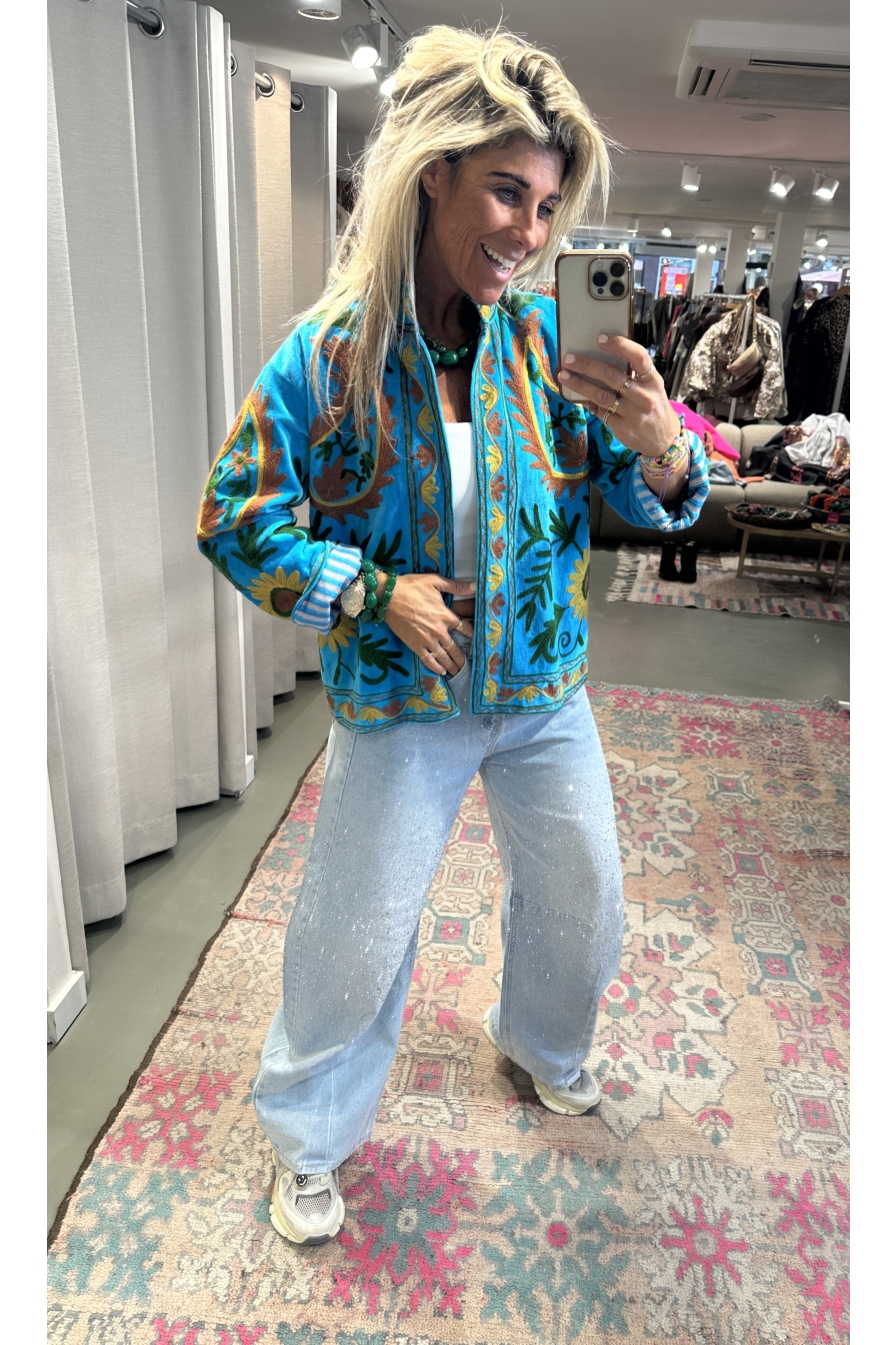 Jacket Velvet Flower Lichtblauw