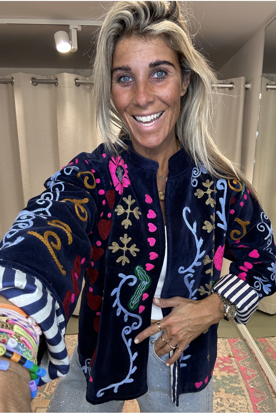 Jacket Velvet Hearts Donkerblauw