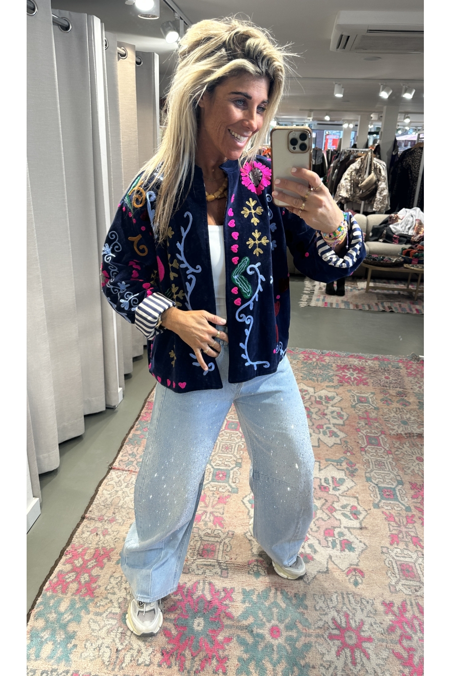 Jacket Velvet Hearts Donkerblauw