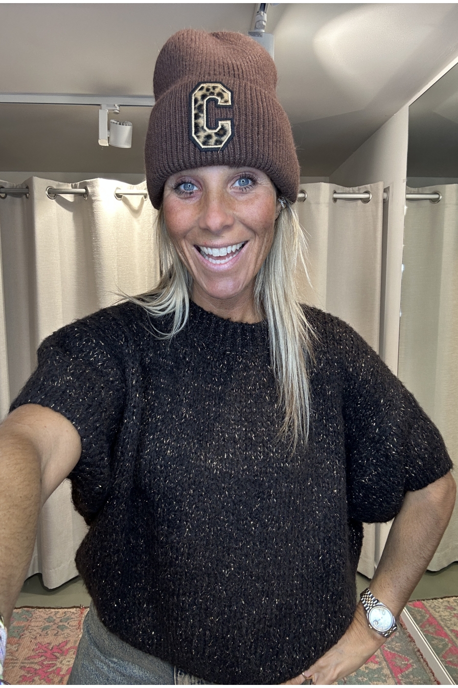 Trui Bo Donkerbruin Glitter