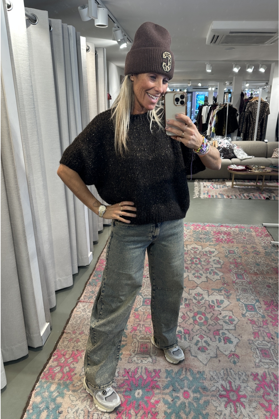 Trui Bo Donkerbruin Glitter
