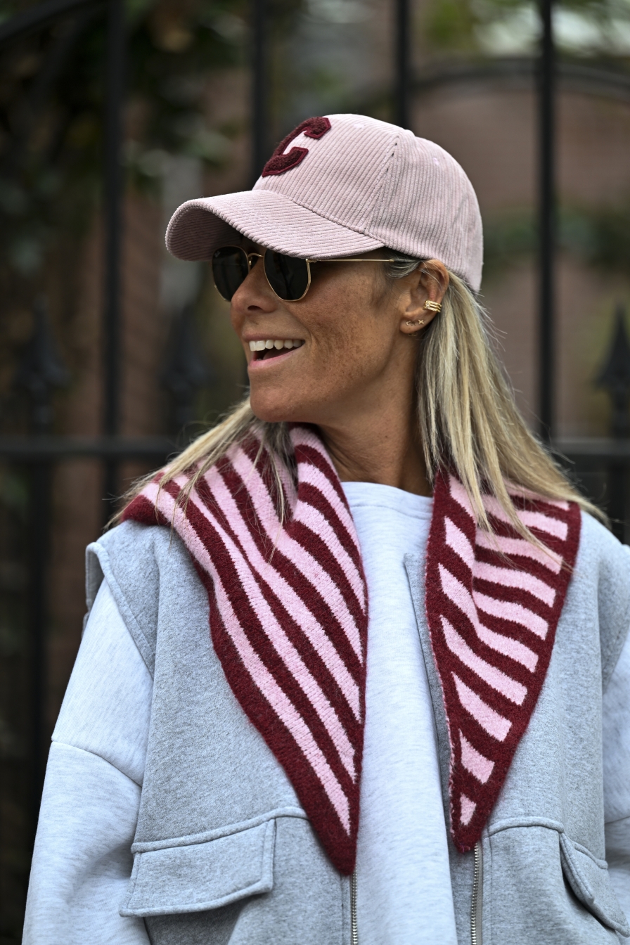 Gestreepte Sjaal Bordeaux - Roze